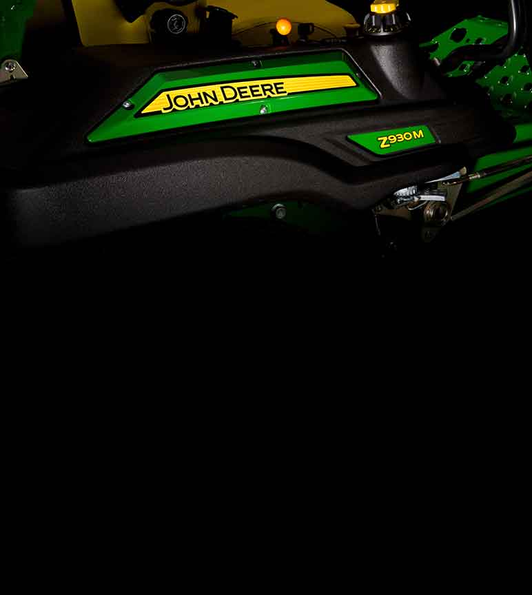 Close up side view of a John Deere Z930M