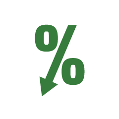 green percent sign with arrow