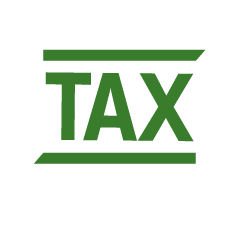 green clipart of the word tax