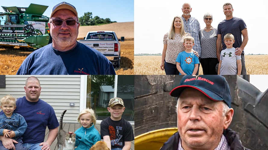 Collage of farm families assisted by Farm Rescue