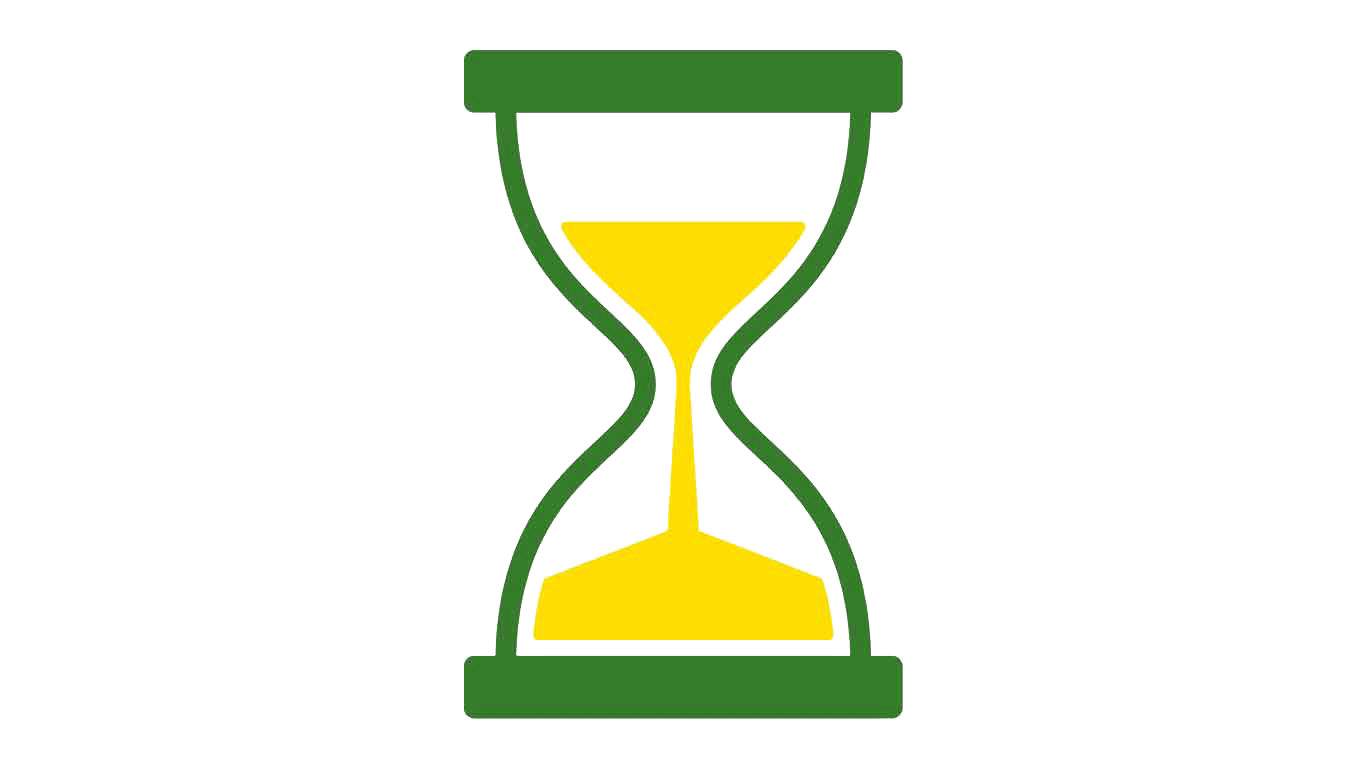 Green and yellow icon of an hourglass
