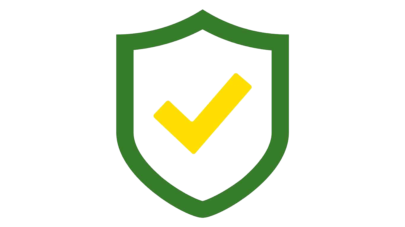 Green and yellow icon of a shield