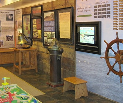 An ehibit at the Mississippi River Visitor Center in Rock Island, IL.